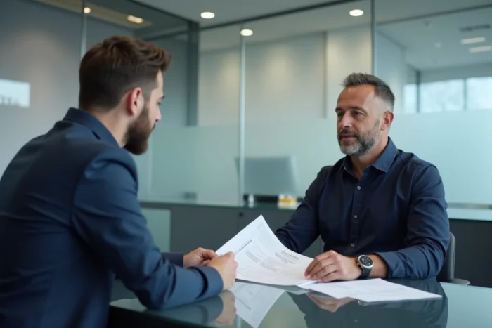 Client discutant des conditions du crédit Flex LCL avec un conseiller bancaire en agence